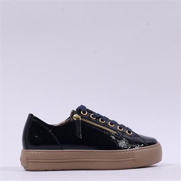 Paul Green Side Zip Platform Trainer - Dark Navy Patent